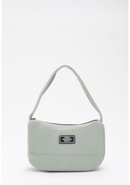 Yeşil U11 Kanvas Kumaş, Fermuarlı Tek Bölmeli , Baget Model El, Kol Ve Omuz Çantası