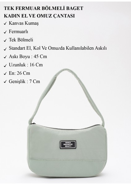 Yeşil U11 Kanvas Kumaş, Fermuarlı Tek Bölmeli , Baget Model El, Kol Ve Omuz Çantası modelleri
