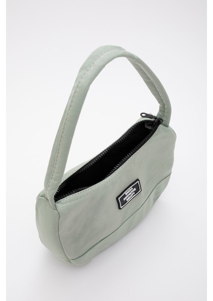 Yeşil U11 Kanvas Kumaş, Fermuarlı Tek Bölmeli , Baget Model El, Kol Ve Omuz Çantası