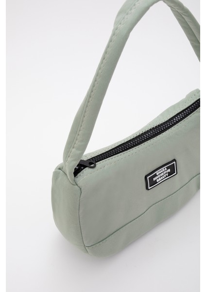 Yeşil U11 Kanvas Kumaş, Fermuarlı Tek Bölmeli , Baget Model El, Kol Ve Omuz Çantası