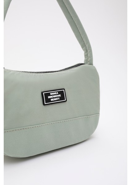 Yeşil U11 Kanvas Kumaş, Fermuarlı Tek Bölmeli , Baget Model El, Kol Ve Omuz Çantası