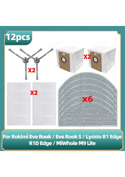 Lydsto R1 EDGE/R1D Edge/miwhole M9 Lite/roidmi Eve Rook/eve Rook S Elektrikli Süpürge Parçaları Hepa Filtre Paspas Yan Fırça (Yurt Dışından)