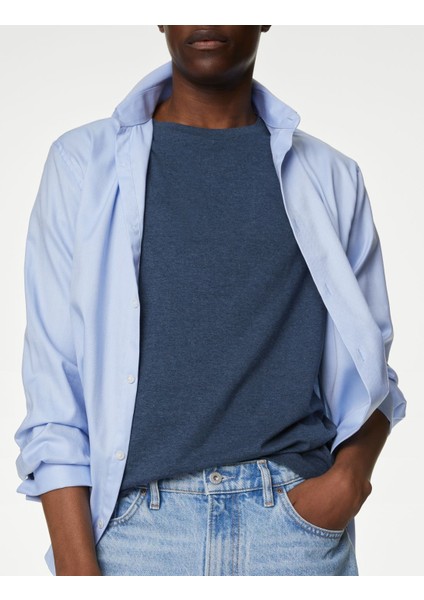 Saf Pamuklu 3'lü Yuvarlak Yaka T-Shirt Seti modelleri