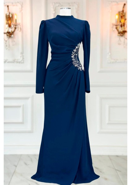 Miray Tesettür Abiye Lacivert modelleri