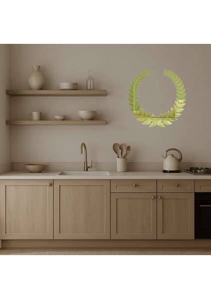 Yuvarlak Zeytin Dalı Tasarımlı Dekoratif Altın Aynalı Tablo - ALVN3893-6219 modelleri