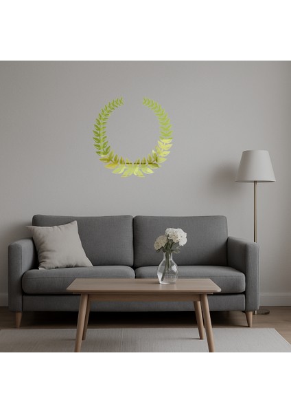 Yuvarlak Zeytin Dalı Tasarımlı Dekoratif Altın Aynalı Tablo - ALVN3893-6219 indirimleri