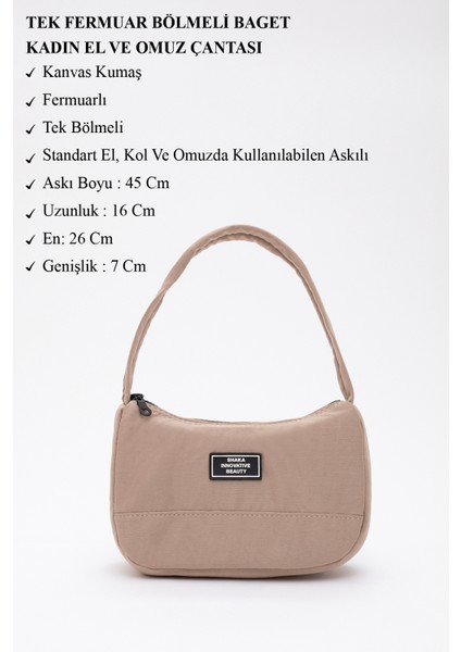 Vizon U11 Kanvas Kumaş, Fermuarlı Tek Bölmeli , Baget Model El, Kol Ve Omuz Çantası modelleri