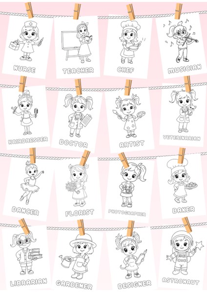 Eğlenceli Meslekler Boyama Kitabı 2 - Ingilizce Öğrenme ve Eğlence fiyatları