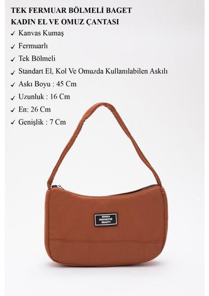 Kiremit U11 Kanvas Kumaş, Fermuarlı Tek Bölmeli , Baget Model El, Kol Ve Omuz Çantası modelleri