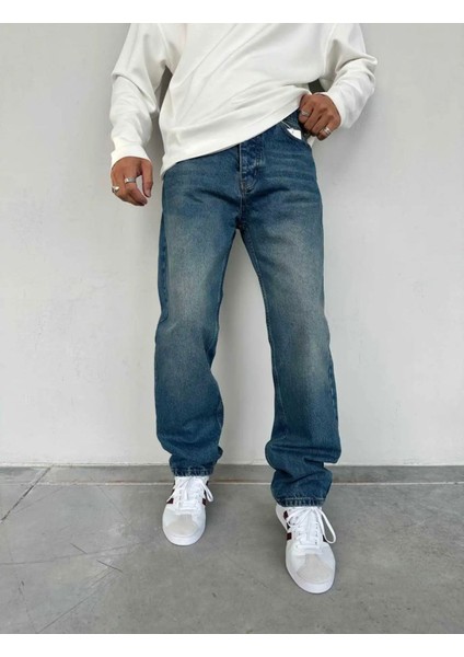 WE11 Erkek Baggy Jeans Koyu Mavi