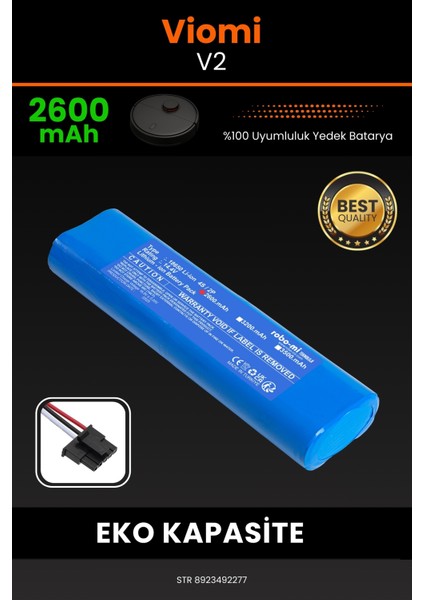 Robo- Mi Viomi V2 2600MAH Robot Süpürge Bataryası - Gerçek Kapasite, Maksimum Güvenlik
