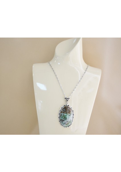 Dünya Gümüş Çerçeve Zümrüt Kadın Kolye