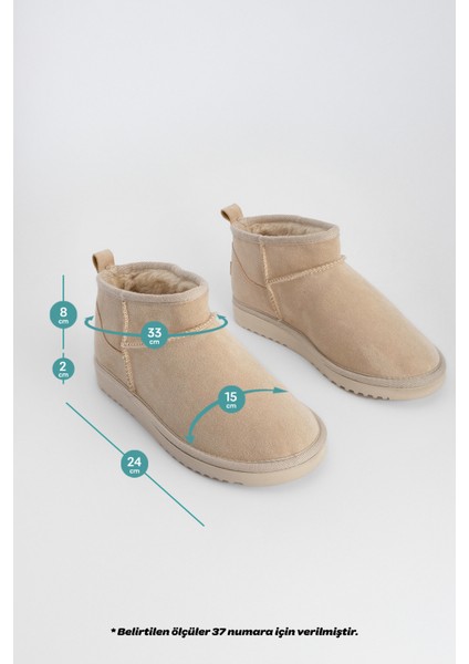 Kadın İçi Kürklü Günlük Bot Pasep Bej Süet