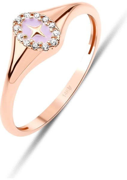 14 Ayar Altın Lila Mineli Mühür Yüzük fiyatları