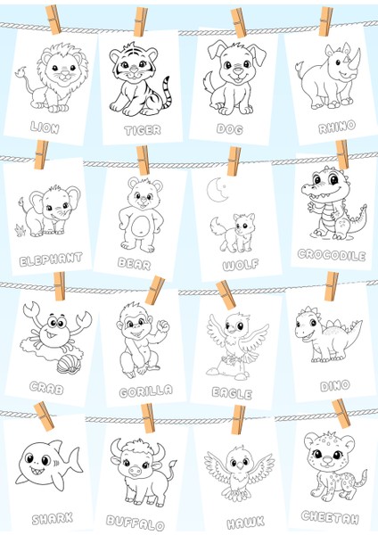 Çocuklar Için Hayvanlar Boyama Kitabı 1 - Ingilizce Isimlerle Eğitici fiyatları