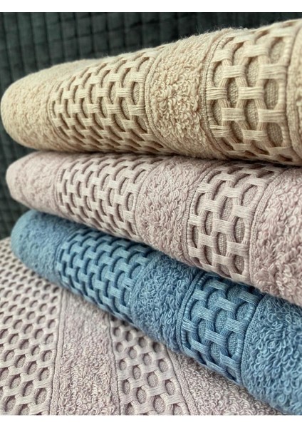 Waffle 3’lü Banyo Havlu Seti – 100X150 cm %100 Pamuk, Yumuşak Dokulu, Örgü Desen. modelleri
