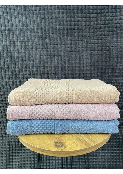 Waffle 3’lü Banyo Havlu Seti – 100X150 cm %100 Pamuk, Yumuşak Dokulu, Örgü Desen. fırsatları