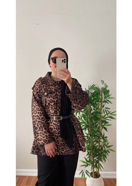 Namur Kemerli Astarlı Leopar Ceket fırsatları