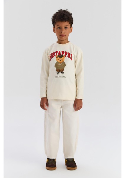 Bg Store Erkek Çocuk Ekru Sweatshirt