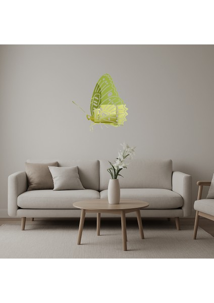 Şık Kelebek Motifli Altın Aynalı Tablo - NEONX6313-7232