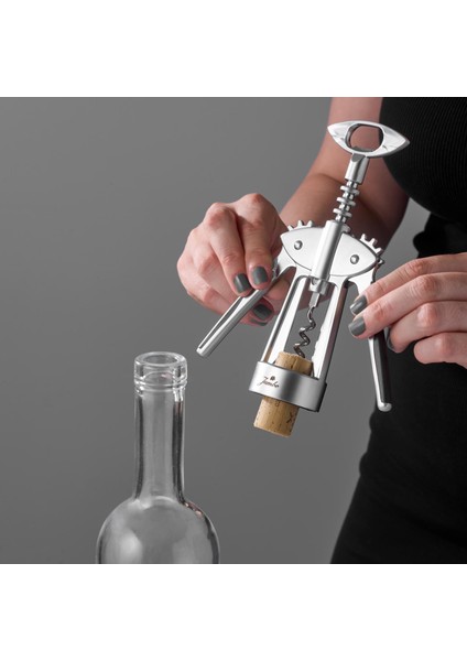 Shark Metal Gövdeli 18 cm Gümüş Renk Ergonomik Tasarımlı Şarap Tirbuşonu fiyatları