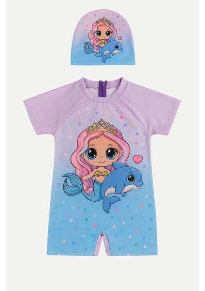 Kız Çocuk Dalgıç Kumaş Gizli Fermuarlı Boneli Mayo Takımı 3-10 Yaş 11939