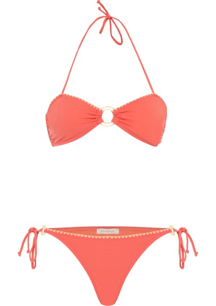 Tokalı Nar Çiçeği Straplez Bikini