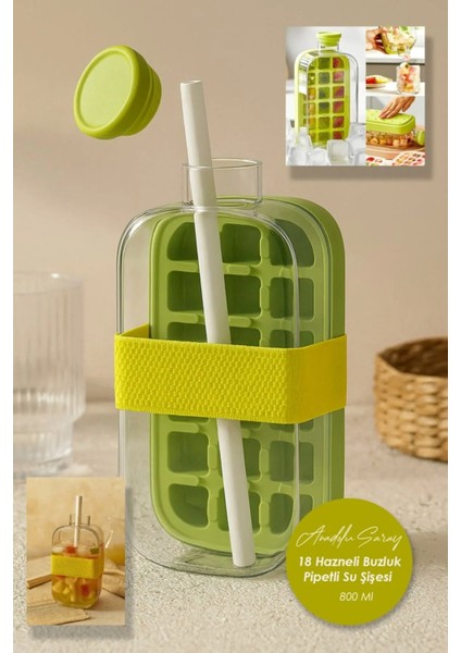 2'li Yeni Nesil Pipetli Buz Kalıbı Matara Kemerli Buz Kalıbı Su Şişesi Kapaklı Buz Küpü 800ML+500ML fiyatları
