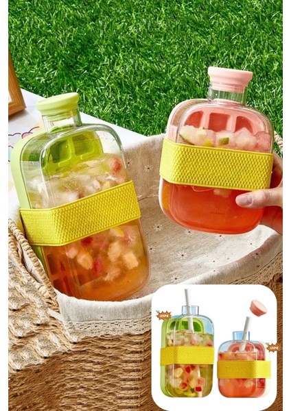 2'li Yeni Nesil Pipetli Buz Kalıbı Matara Kemerli Buz Kalıbı Su Şişesi Kapaklı Buz Küpü 800ML+500ML modelleri