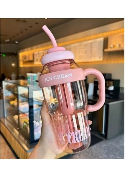 Ice Cream Detox Su Şişesi – 1300ML Bpa Free Big Mug Ice Bottle -Spor Matara