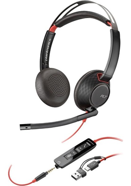 Blackwire 5220 Stereo Usb-C Mikrofonlu Kulaklık +3,5 mm Bağlantı +Usb-C/a Adaptörü 8X231AA