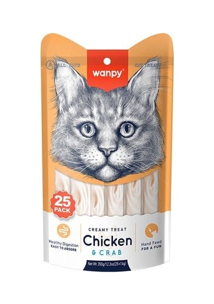 Tavuklu ve Yengeçli Sıvı Kedi Ödülü 14 Gr 25 Adet