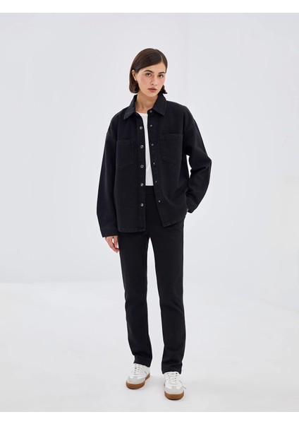 Lcw Vision Siyah Oversize Kadın Jean Gömlek Ceket fiyatları