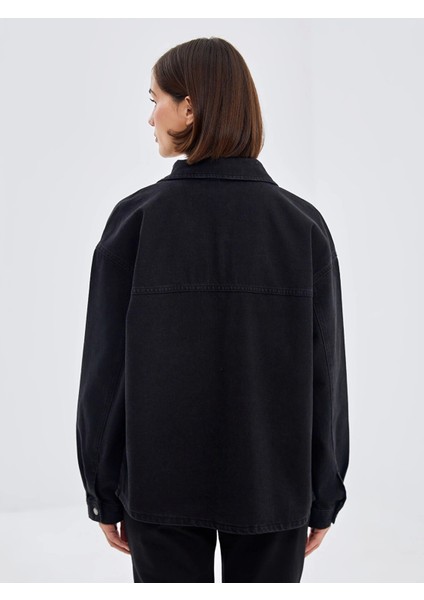 Lcw Vision Siyah Oversize Kadın Jean Gömlek Ceket fırsatları