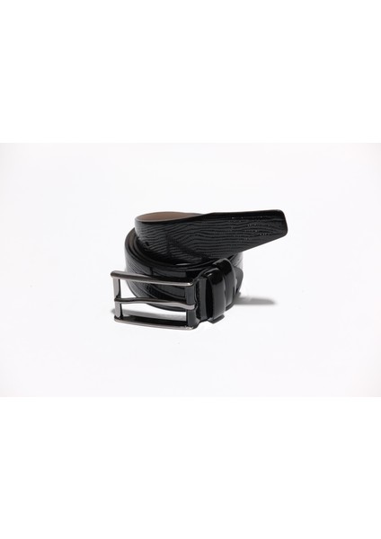 %100 Deri 3.5 cm Tbk 015 Siyah Rugan Desenli