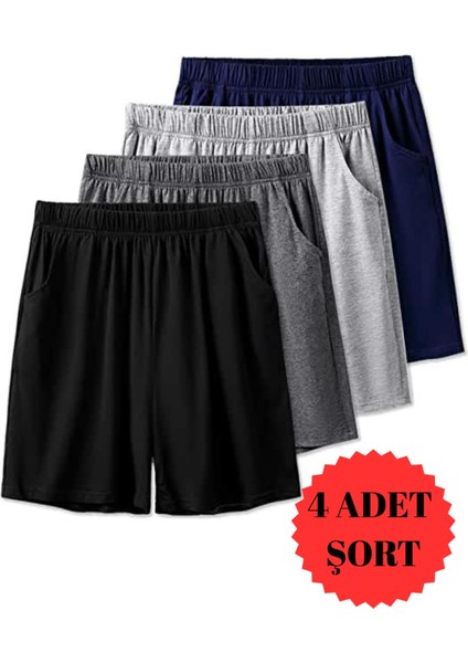 Erkek 4'lü Regular Basic Şort