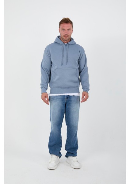 Oversize Kapüşonlu Kanguru Cepli Sweatshirt - Hoodie