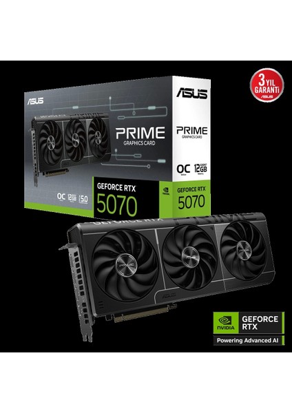 Teknoteg - Rsr - Asus PRIME-RTX5070-O12G, 12GB, 192BIT, Gddr7, 1xhdmı, 3xdp Gamıng Ekran Kartı