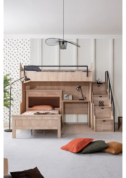 Ranza, Polo Çift Kişilik Çalışma Masalı Ceviz Ranza + 2 Adet Comfort Yatak modelleri