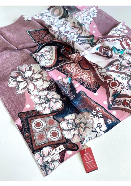 Pudra Pembe Karma Desenli Sura İpek Eşarp 4210701 - 311