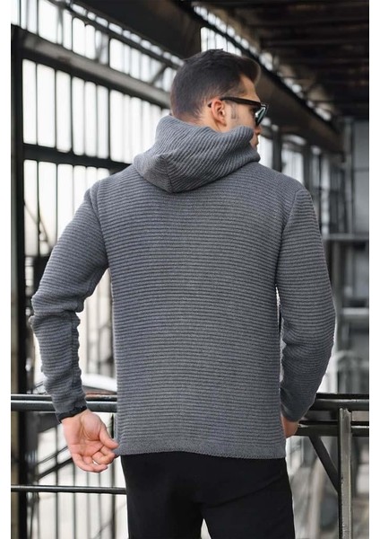 Fermuarlı Merdiven Örgü Kapüşonlu Triko Hırka/Ceket fırsatları