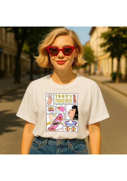 Oversize Unisex %100 Pamuk Premium Seksenler Baskılı T-Shirt