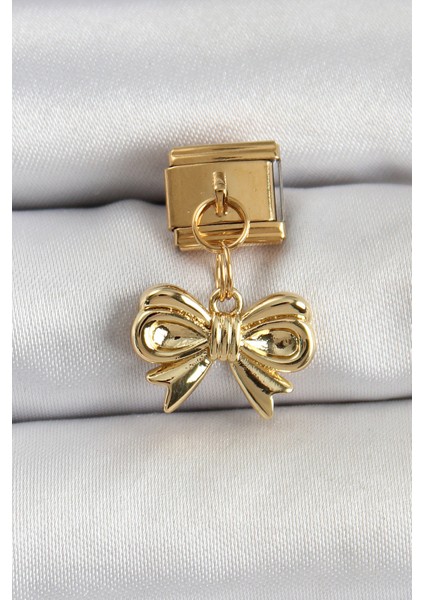 316L Çelik Sallantılı Fiyonk Model Gold Renk Nomination Charm - TJ-BC1412