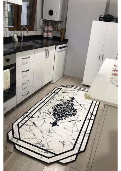 Mutfak Halısı – Kaymaz Dot Tabanlı, Yumuşak Dokulu, Yıkanabilir, Modern Tasarım (Tuğra)