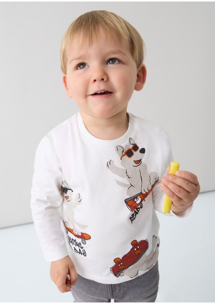 Erkek Bebek Baskılı Sweatshirt