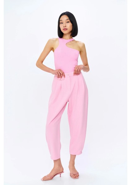 Çizgi Detaylı Pileli Pantolon Pembe modelleri