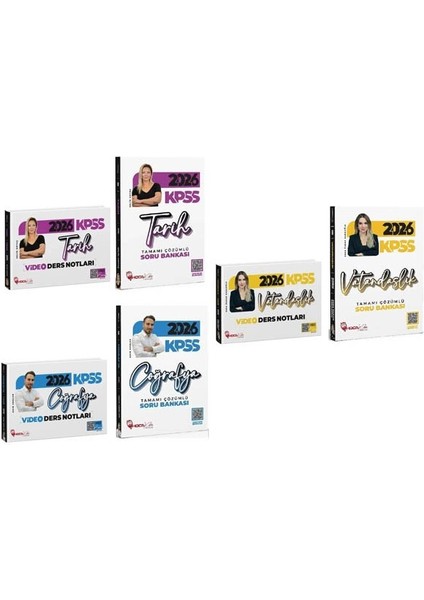 Hoca Kafası 2026 Kpss Tarih + Coğrafya + Vatandaşlık Video Ders Notları + Soru Bankası 6 Lı Set