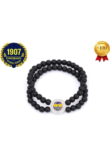 Fb Logo Çiftli Mat Onix Doğaltaş Bileklik