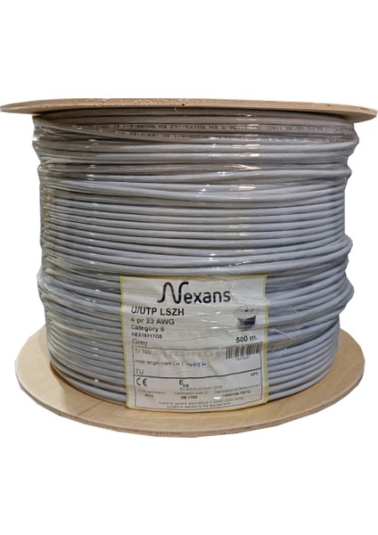 Teknoteg - Rsr - Nexans NEX1611TO5, Gri, Cat6, 500M, 23AWG (0,58MM), Utp, %100 Bakır, Lszh Halogen Free, Makara, Kablo