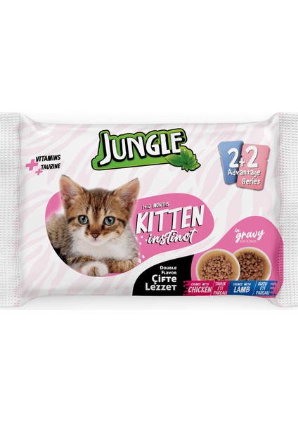 4*100 Gr. Çift Lezzet Pouch Yavru Kedi Tavuk-Kuzu